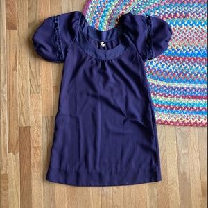 Anthropologie Eggplant Purple Puff Sleeve Dress